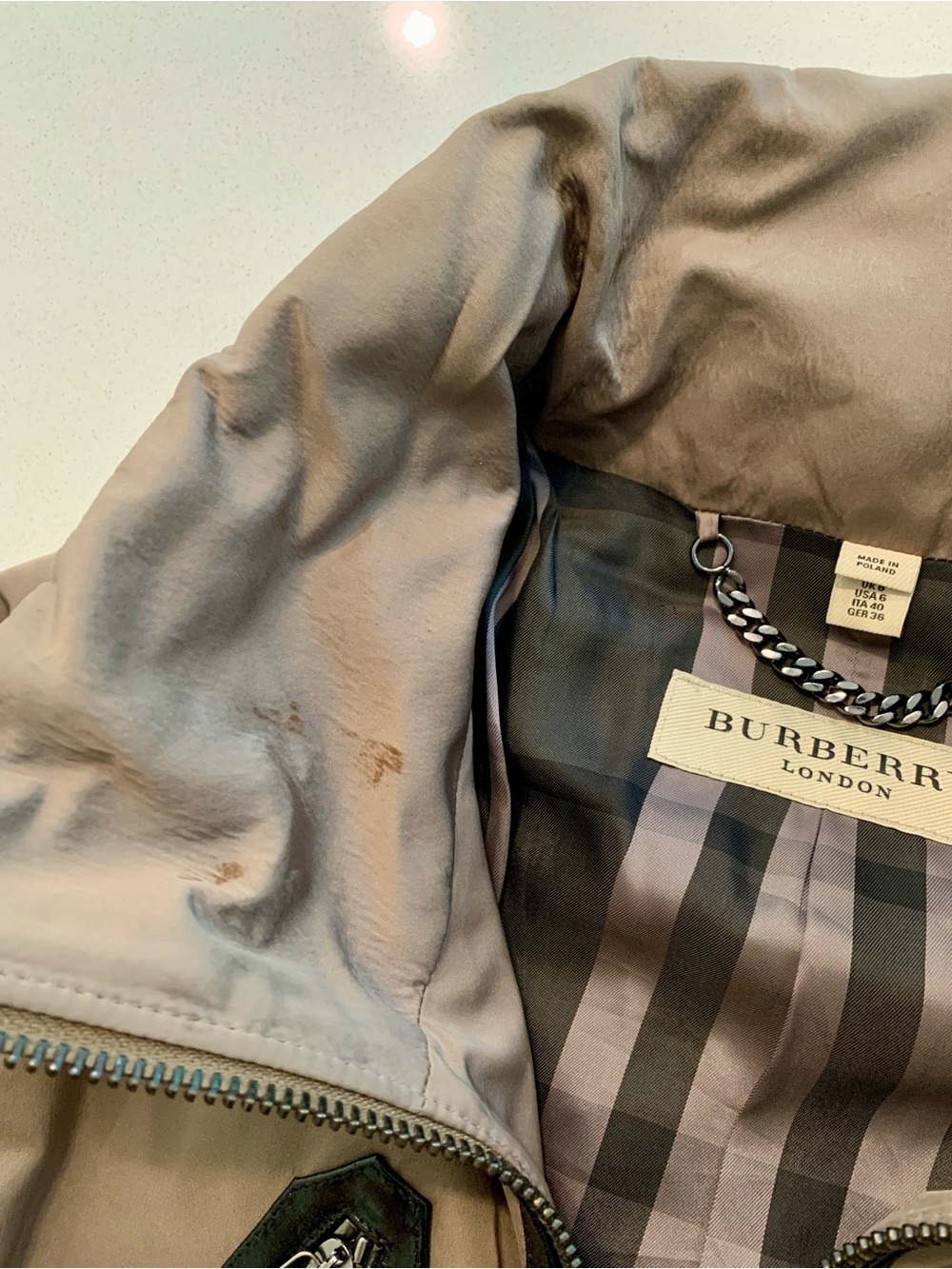 Women's Burberry London Leather-Trimmed Cropped Tech-Nylon Bomber Jacket (FW13) - Picture 7 of 14